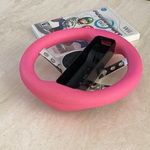 Mario Kart & Racing Wheel Nintendo Wii Game Pink Steering Wheel Drive Race - Picture 11 of 15